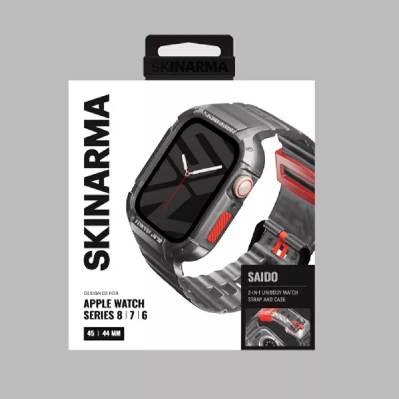 Skinarma Saido Cinturino e custodia 2-in-1 per Apple Watch 45/44mm - Smoke