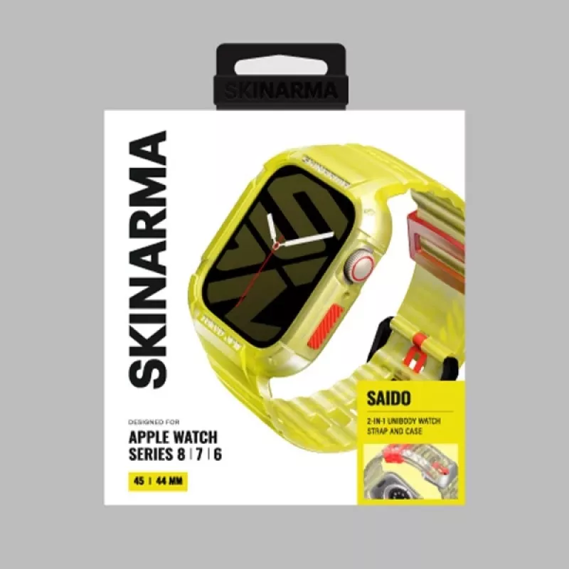 Skinarma Saido Cinturino e custodia 2-in-1 per Apple Watch 45/44mm giallo neon