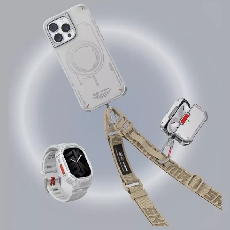 Skinarma Mecha Custodia per AirPods Pro 2, Frost Translucent