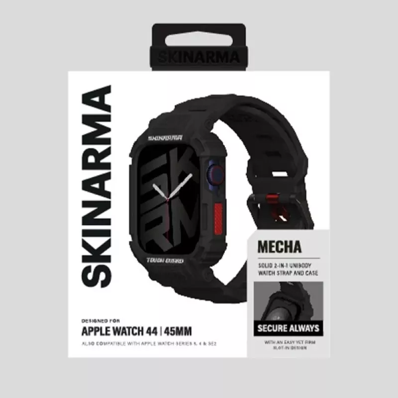 SKINARMA Mecha 2-in-1 cinturino e case per Apple Watch 45/44mm nero