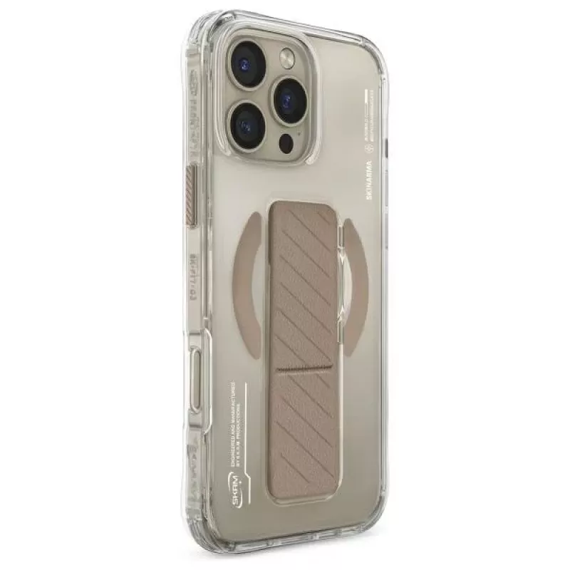 SKINARMA Axon Case con ricarica magnetica + supporto con grip per iPhone 16 Pro 6,3