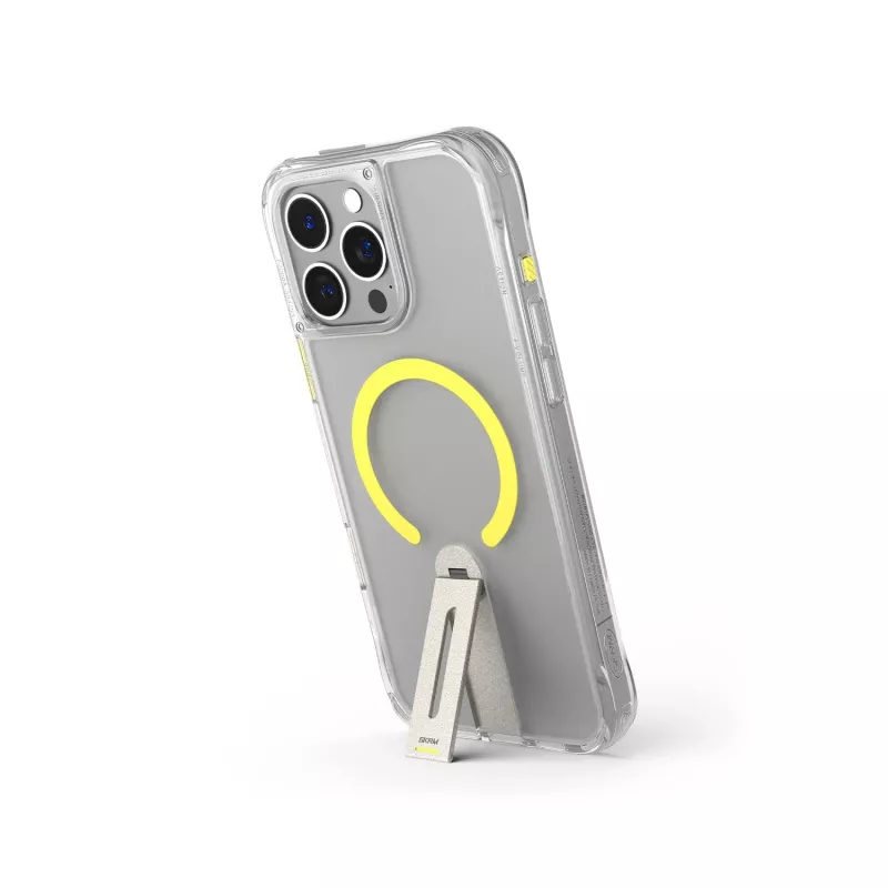 SKINARMA Helix Case per iPhone 16 Pro Max, ricarica magnetica, supporto rotante 360°, trasparente