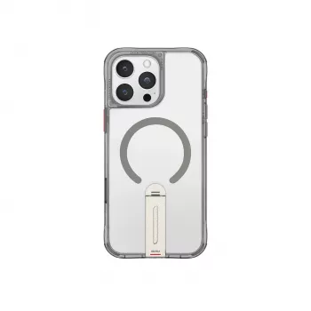 Skinarma Helix Case per iPhone 16 Pro Max, ricarica magnetica, supporto rotante 360°, titanio