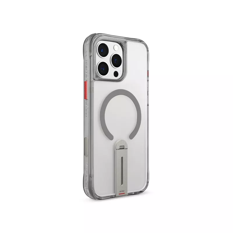 Skinarma Helix Case per iPhone 16 Pro Max, ricarica magnetica, supporto rotante 360°, titanio
