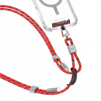 Skinarma Dyno Ve Lanyard 2-in-1 per telefono con cavo di ricarica USB-C, 30 cm, rosso