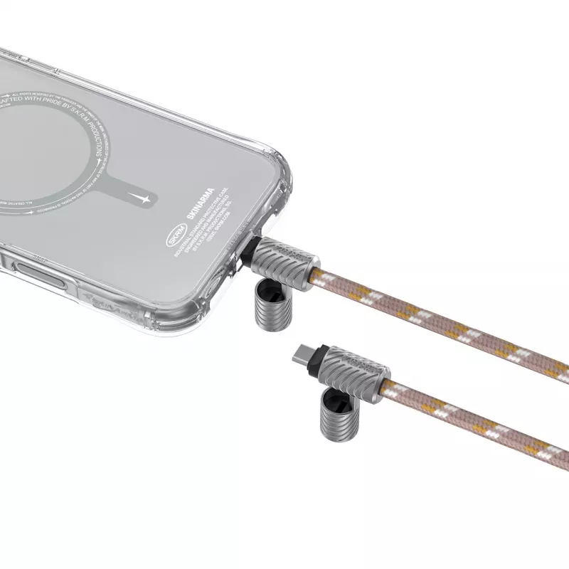 SKINARMA Dyno Ve Lanyard 2-in-1 per telefono e cavo USB-C a USB-C 80cm beige