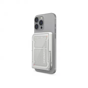Skinarma Nexus Mecha Power Bank magnetico con kick-stand 5000mAh 20W PD USB-C MagSafe grigio chiaro