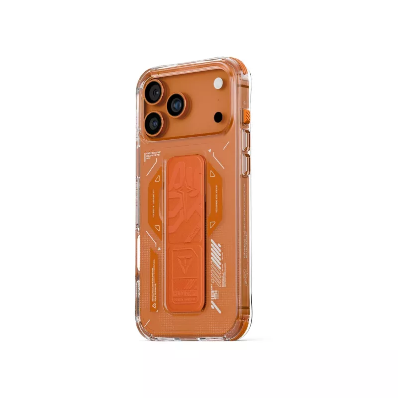 Skinarma Helio Cover per iPhone 17 Pro Max con ricarica magnetica + grip stand arancione