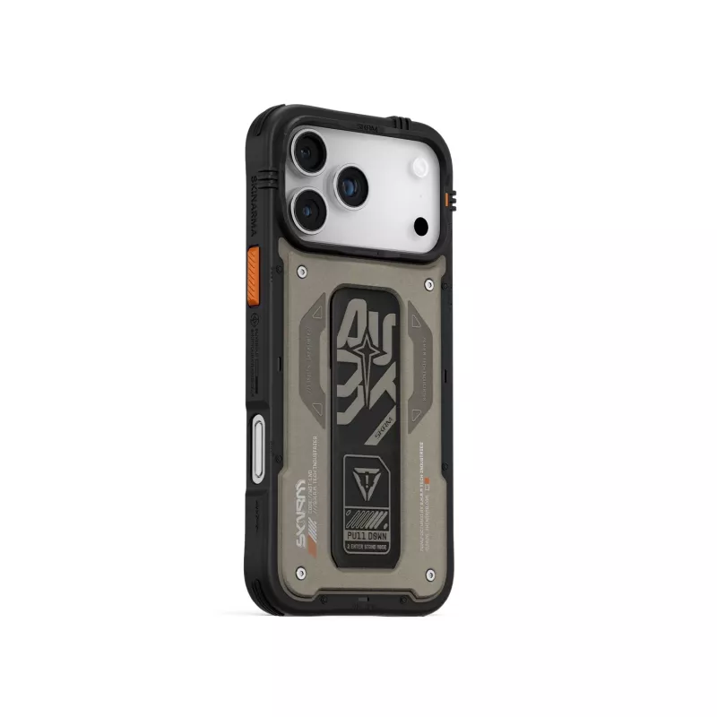Skinarma Aegis custodia per iPhone 17 Pro ricarica magnetica + grip stand grigio