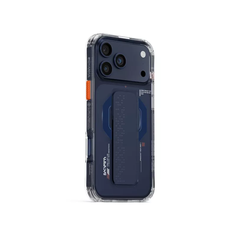 Skinarma Haxa custodia con ricarica magnetica + grip stand per Apple iPhone 17 Pro Max, blu