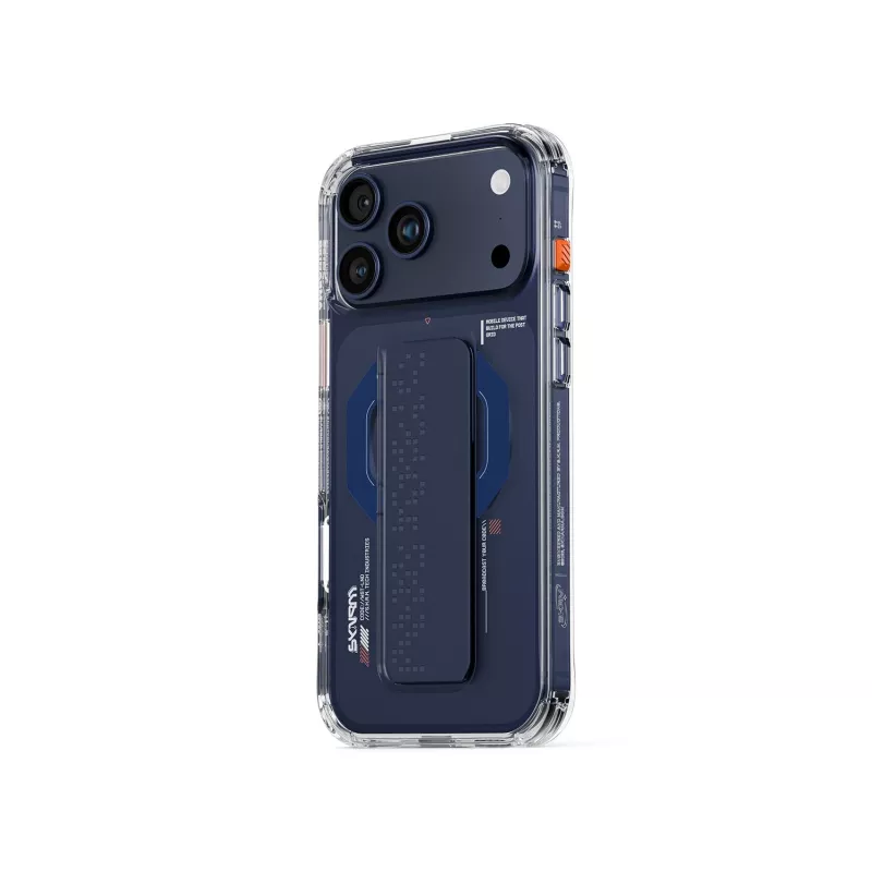 Skinarma Haxa custodia con ricarica magnetica + grip stand per Apple iPhone 17 Pro Max, blu