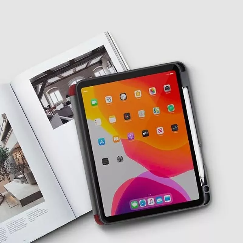 UNIQ Transforma Rigor Custodia folio per iPad Air 10,9 inch (4ª/5ª generazione) - antracite con rivestimento antimicrobico