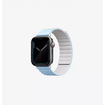 UNIQ Revix Cinturino magnetico reversibile per Apple Watch Series 1/2/3/4/5/6/7/8/9/SE/SE2/SE3 38/40/41mm bianco-blu