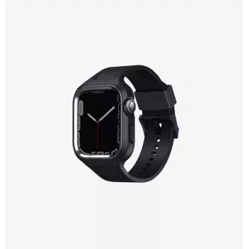UNIQ Monos Cinturino per Apple Watch 2in1 con custodia per Series 4/5/6/7/8/9/SE/SE2/SE3 44/45mm Nero mezzanotte