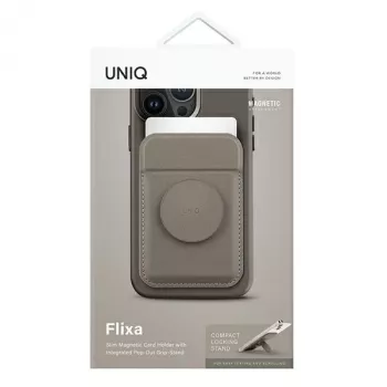 UNIQ Flixa Portafoglio magnetico per carte con supporto Flint Grey MagSafe