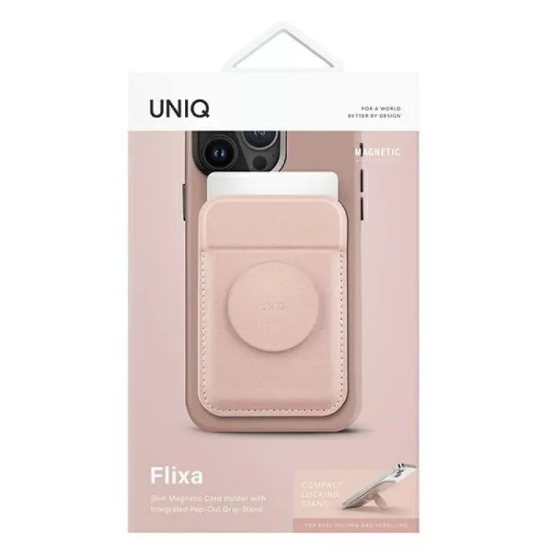 UNIQ Flixa Portafoglio magnetico per carte con supporto Blush Pink MagSafe