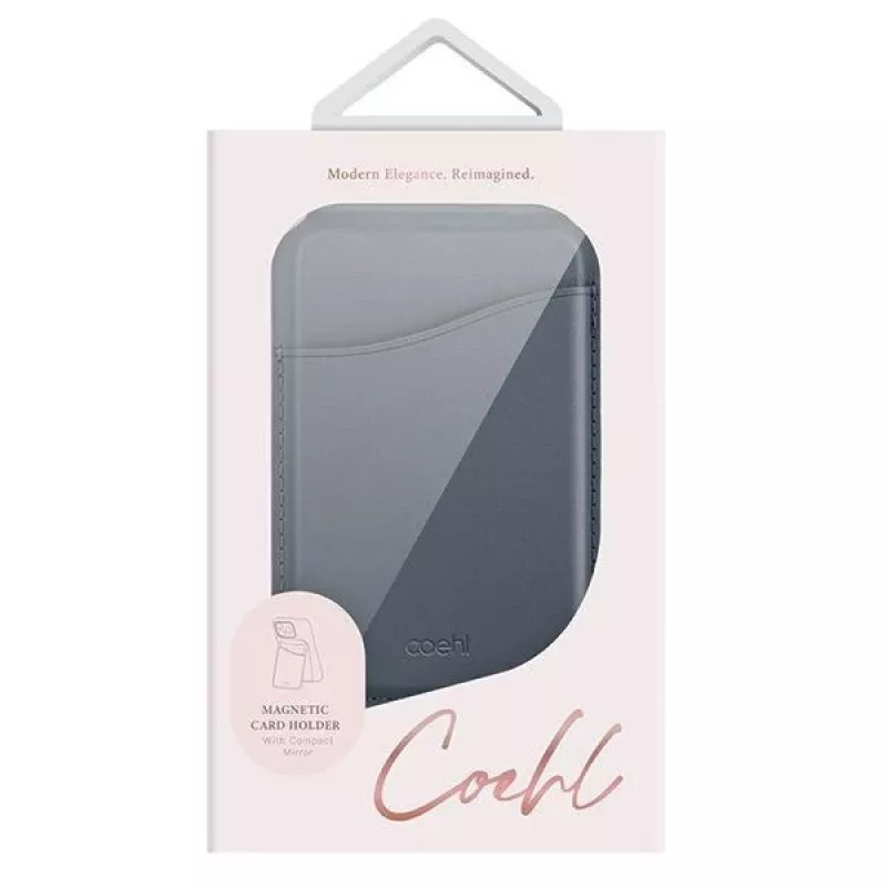 UNIQ Coehl Esme Magnetic Wallet with Mirror and Kickstand per Apple iPhone 15 Pro Max, Sapphire Blue