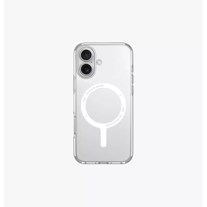 UNIQ Clario Case per Apple iPhone 16 6,1 pollici MagClick Charging Lucent Clear
