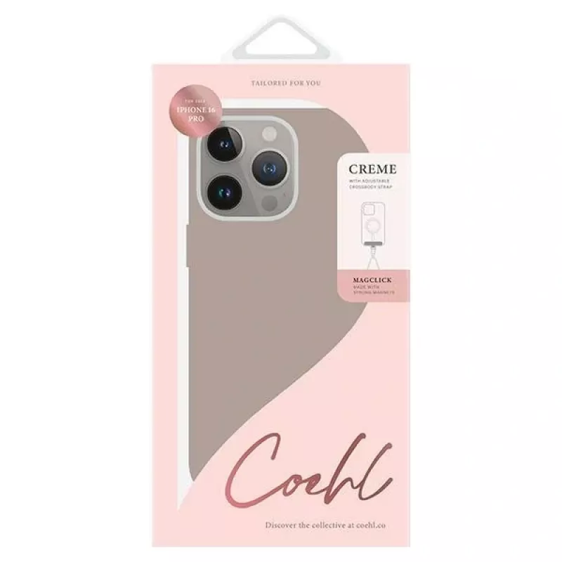 UNIQ Coehl Creme Case per iPhone 16 Pro 6,3 pollici con ricarica magnetica, grigio taupe