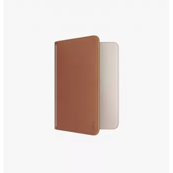 UNIQ Belmont porta passaporto con Apple Find My e blocco RFID, beige caramello