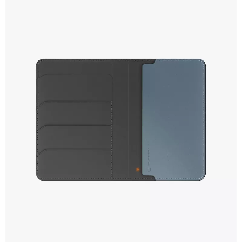 UNIQ Belmont porta passaporto con Apple Find My e blocco RFID, grigio-blu