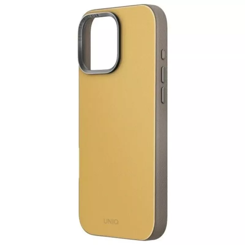 UNIQ Lyden DS MagClick custodia con ricarica per Apple iPhone 16 Pro 6,3 pollici giallo-grigio