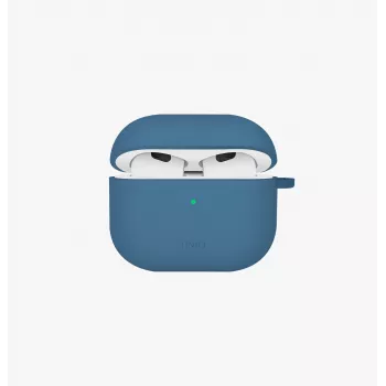 UNIQ Nexo custodia per AirPods 4 con ganci per orecchie, silicone, blu Pacifico