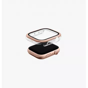 UNIQ Voute custodia protettiva con pellicola per display per Apple Watch Series 10/11 46mm, vetro temperato, oro rosa