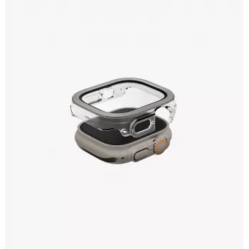 UNIQ Voute custodia per Apple Watch Ultra 49mm con protezione in vetro temperato argento