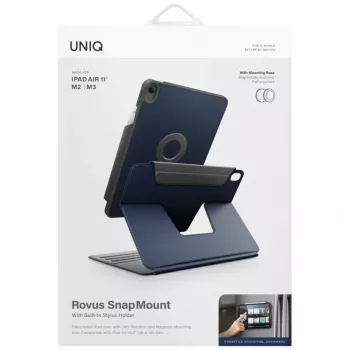 UNIQ Rovus Snapmount custodia magnetica rimovibile con rotazione 360 per iPad Air 11 M2 2024 / M3 2025 / M4 2026 / iPad Air 10.9 (2022/2020) blu navy