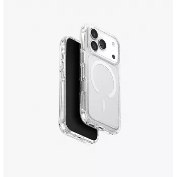 UNIQ LifePro Xtreme MagClick custodia con ricarica per iPhone 17 Pro, trasparente/glitter