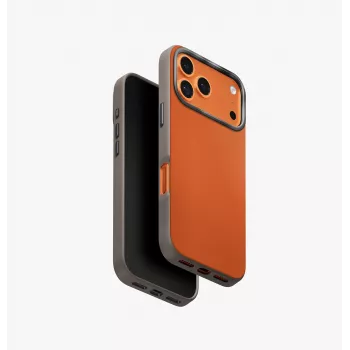 UNIQ Lyden DS Case per iPhone 17 Pro con ricarica MagClick, arancione/grigio