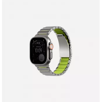 UNIQ Strova Flex Strap per Apple Watch 44/45/46/49mm Series 1/2/3/4/5/6/7/8/9/10/11/SE/SE2/SE3/Ultra/Ultra 2/Ultra 3 argento-lime