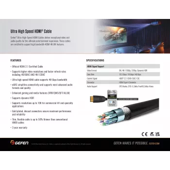 Gefen GEF-CAB-HS-HDMI-2M Cavo HDMI 2.1 2m nero 48Gbit/s 3D