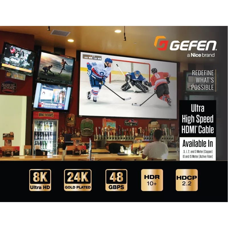 Gefen GEF-CAB-HS-HDMI-2M Cavo HDMI 2.1 2m nero 48Gbit/s 3D