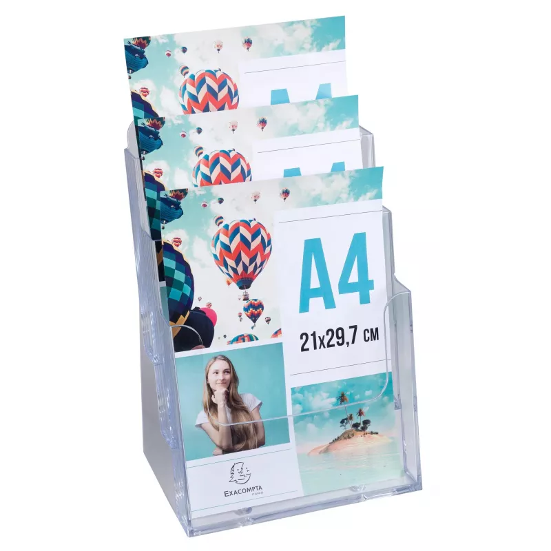 Exacompta espositore da banco A4 con 3 scomparti, polistirene, trasparente, 155 x 237 x 339 mm (74158D)
