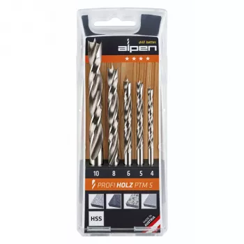 ALPEN-MAYKESTAG Alpen PTM 5 Profi Holz set punte per legno 4-5-6-8-10, da 5 pezzi, 4-10 mm