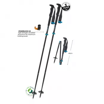 Komperdell FX L Carb Vario Approach Compact Bastoncini da Trekking Pieghevoli, 4 sezioni Alluminio 7075-T6 e Carbonio, Meccanismo Pieghevole FX Lite, Powerlock 3.0