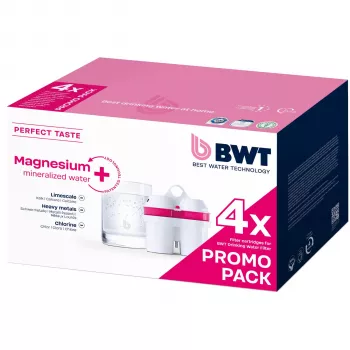 BWT cartuccia filtro acqua mineralizzata al magnesio confezione promozionale da 4