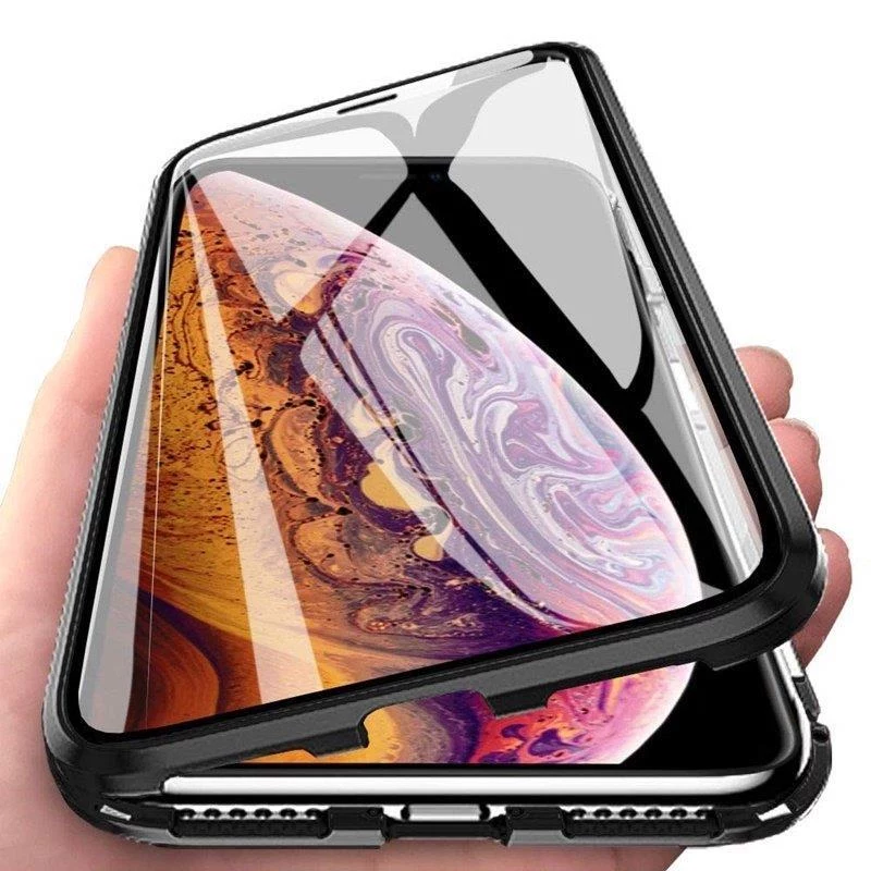 Wozinsky Custodia magnetica completa 360 protezione anteriore e posteriore con vetro integrato per Samsung Galaxy A72 4G nero-trasparente