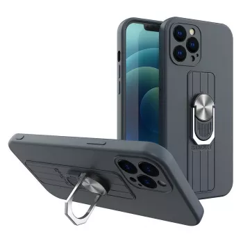 HURTEL Ring Case cover in silicone con anello portadito e supporto per Xiaomi Poco X4 Pro 5G blu