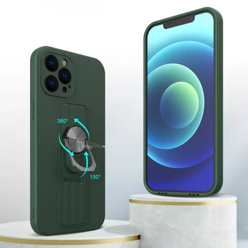 HURTEL Ring Case cover in silicone con anello portadito e supporto per Xiaomi Poco X4 Pro 5G blu