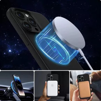 Tech-Proteckt custodia silicone MagSafe iPhone 15 Pro Max nero opaco
