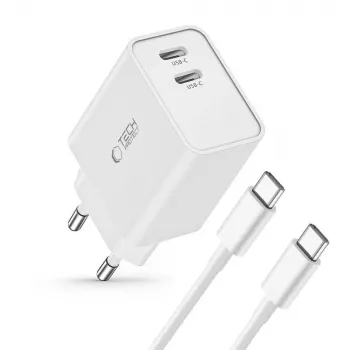 Tech-Protect C35W caricabatterie USB-C 2 porte bianco
