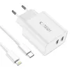 TECH-PROTECT C35W caricabatterie da rete 2 porte PD 35W + cavo Lightning bianco