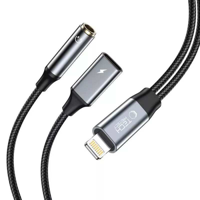 TECH-PROTECT ULTRABOOST adattatore cavo Lightning a mini jack 3,5 mm e Lightning, nero