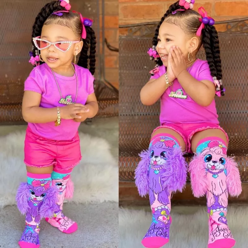 MADMIA Calzini al ginocchio per bambini Coco In Parris Puppy orecchie in peluche 3D MM172