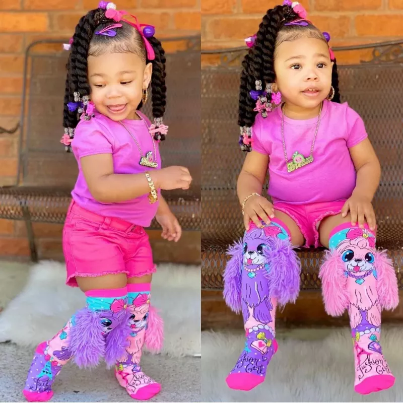 MADMIA Calzini al ginocchio per bambini Coco In Parris Puppy orecchie in peluche 3D MM172