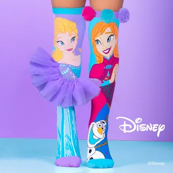 MADMIA Calzini al ginocchio Disney Frozen Elsa Anna per bambina - 1 paio, misura scarpe bambino US 10-3 (EU 27-34), multicolore