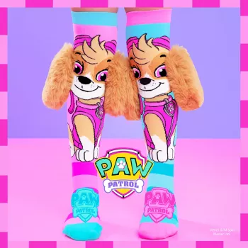MADMIA Calzini al ginocchio per bambini Paw Patrol Skye con orecchie in peluche 3D - rosa/blu/bianco